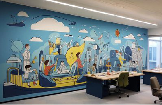 安陆办公室墙绘的特点。